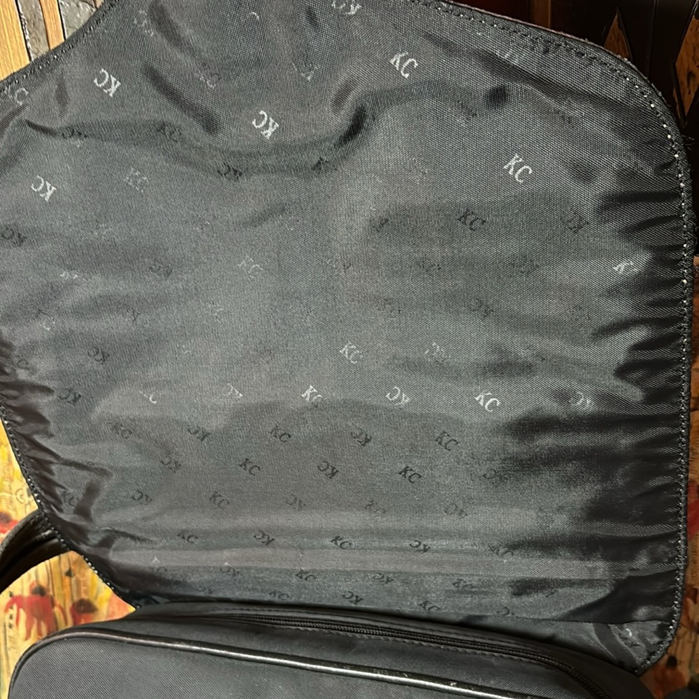 Kenneth Cole New York Black Nylon and Leather Backpack Bag Convertible Strap - Picture 7 of 13